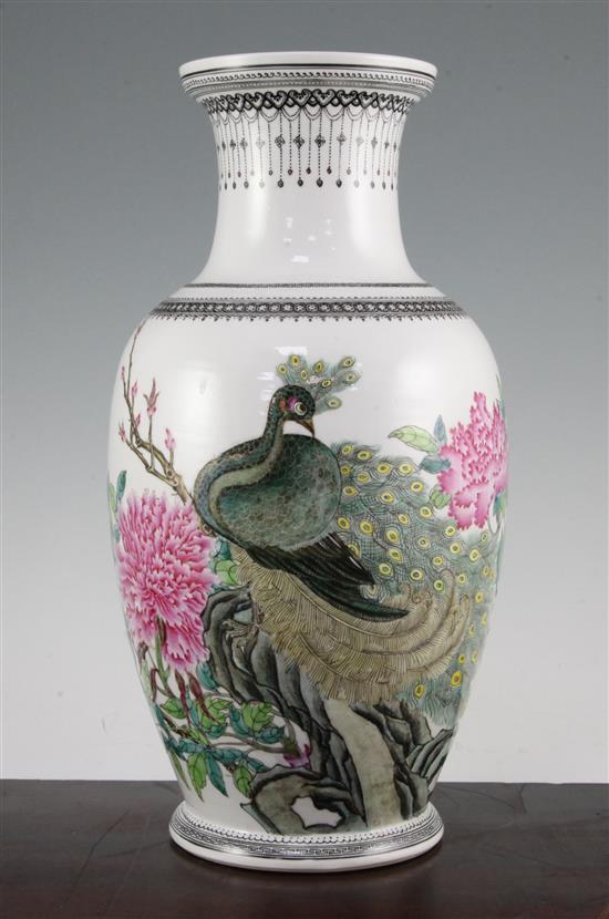 A Chinese famille rose ovoid vase, Republic period, 35cm.